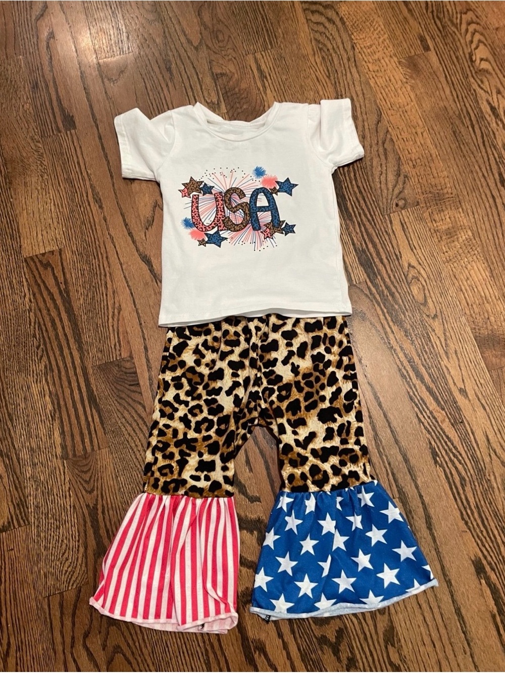 24month USA boutique style outfit with leopard print